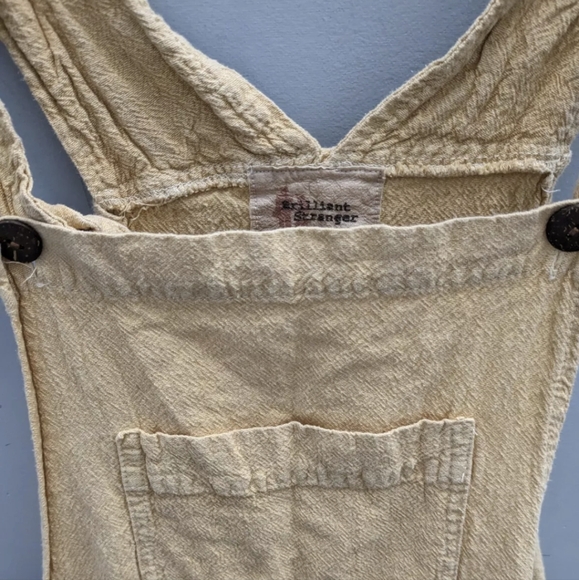 GANESH HIMAL BRILLIANT STRANGER Crinkle Cotton Tan Overalls Small Hippie - Picture 11 of 12